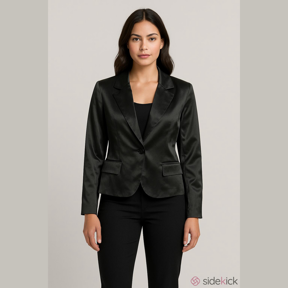 Studio JPR Black Satin Blazer Single Button Jacket XL